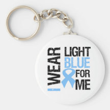 Prostate Cancer Light Blue Ribbon For Me Keychains