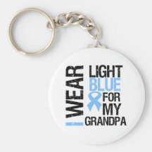 Prostate Cancer Light Blue Ribbon Grandpa Keychains