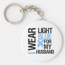 Prostate Cancer Light Blue Ribbon Husband Key Chain