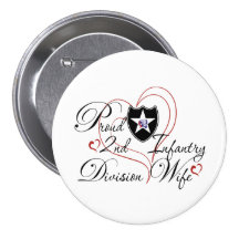 Proud 2nd Infantry Wife Heart Button