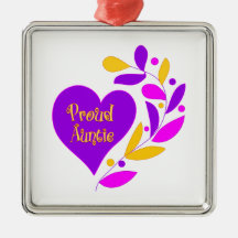 Proud Auntie Heart Christmas Ornaments