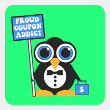 proud coupon addict square sticker