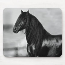 Proud Friesian black stallion horse Mousemat