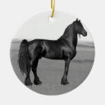 Proud Friesian black stallion horse Christmas Tree Ornament