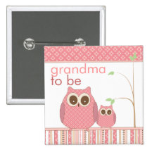 Proud Grandma to Be & Baby Girl Owl Pin