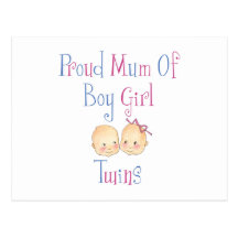 Proud Mum of Boy Girl Twins Post Cards