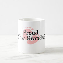 Proud New Grandad Baby Girl Footprints Mug