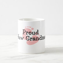 Proud New Grandma Baby Girl Footprints Coffee Mug