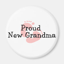 Proud New Grandma Baby Girl Footprints Refrigerator Magnet
