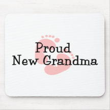 Proud New Grandma Baby Girl Footprints Mousepads