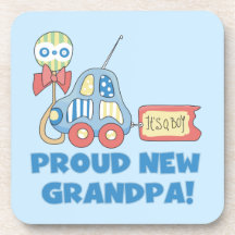 Proud New Grandpa Car It's a Boy Gifts Coaster