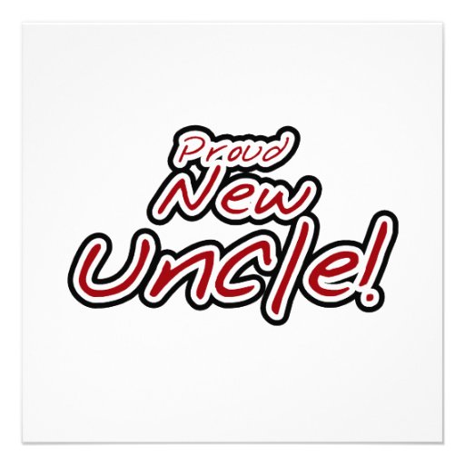 Proud New Uncle Red and Black Text Gifts Personalized Invite
