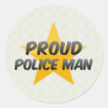 Proud Police Man Round Stickers