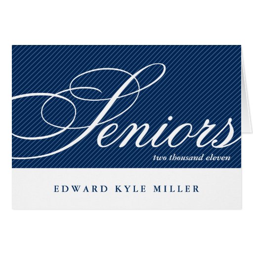 Proud seniors navy white graduation announcement card