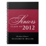Proud seniors white navy blue stripes class year notebook