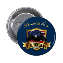 Proud to be a U.S. Veteran - navy blue Button