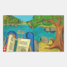 Psalm 1 - Man reads Psalm 1 in Hebrew Bible Rectangle Stickers