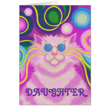 Psy-cat-delic Pink 'Daughter' birthday card