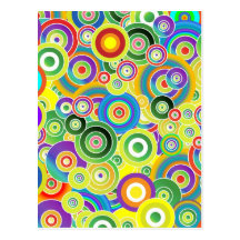 Psychedelic Circles of Colours - Cool Postcard