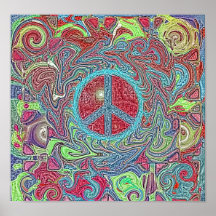 Psychedelic Groovy Trippy Peace Sign Print
