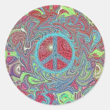 Psychedelic Groovy Trippy Peace Sign Sticker