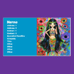 Psychedelic Hippie Girl Mermaid with Butterflies business cards