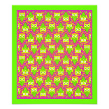 Psychedelic Neon Owl Pattern Art Photo