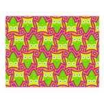 Psychedelic Neon Owl Pattern Postcard