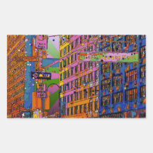 Psychedelic NYC: Union Square Building, St Sign A1 Rectangular Stickers