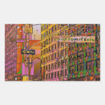 Psychedelic NYC: Union Square Building, St Sign A2 Rectangle Stickers