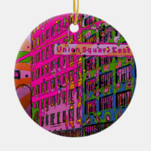 Psychedelic NYC: Union Square Building, St Sign A3 Christmas Ornaments
