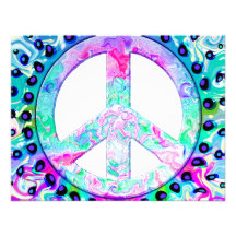 Psychedelic Peace Sign Abstract Custom Announcements