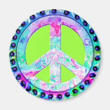 Psychedelic Peace Sign Abstract Magnets