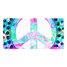 Psychedelic Peace Sign Abstract Photo Greeting Card