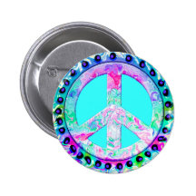 Psychedelic Peace Sign Abstract Pin