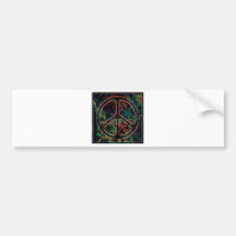 psychedelic peace sign bumper sticker