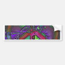 psychedelic peace sign bumper sticker