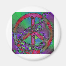 psychedelic peace sign refrigerator magnets