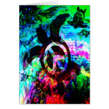 Psychedelic Peace Turtles Cards