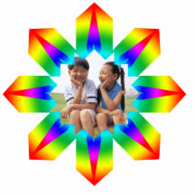 Psychedelic Rainbow Christmas Snowflake Ornament Photo Cut Outs
