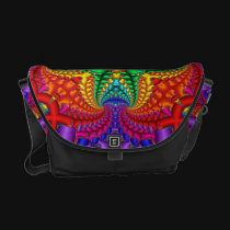 Psychedelic Rainbow Fractal messenger bags