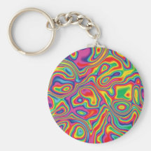 Psychedelic Rainbow Oil Pattern Key Chains