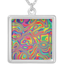 Psychedelic Rainbow Oil Pattern Necklaces