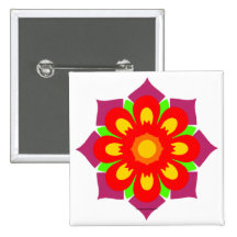 Psychedelic Snowflake Pinback Buttons