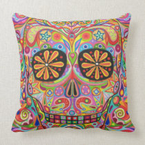 Psychedelic Sugar Skull Pillow pillows