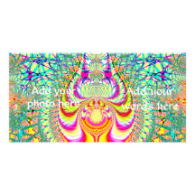 Psychedelic Topsy Turvy Thoughts Fractal Customized Photo Card