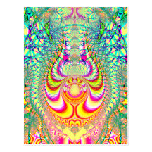 Psychedelic Topsy Turvy Thoughts Fractal Postcard