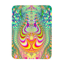 Psychedelic Topsy Turvy Thoughts Fractal Rectangle Magnet