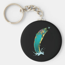 Psychedelic Trout Fishing Keychains