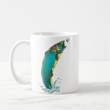 Psychedelic Trout Fishing Mugs